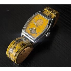 🔥RARE Nicolet NT422009 Automatic Open Heart Alligator Skin‎ Watch